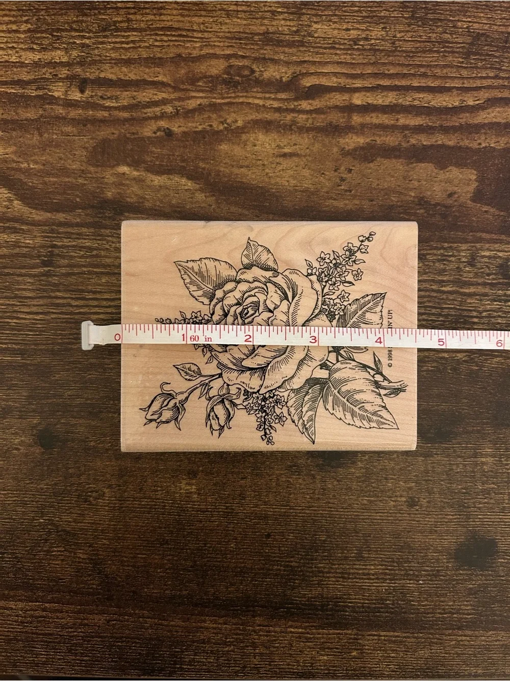Stampin' Up! “Romantic Rose” 1998 Vintage Wood-Mount Rubber Stamp